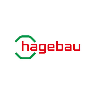 Rot-grünes Logo von Hagebau, eine Kooperation von Allgeier inovar für das Branchen-ERP syntona®logic für Holz- und Baustoffhändler.