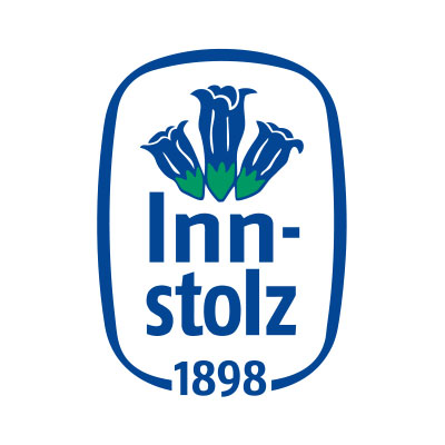 Blaues Logo von Innstolze mit Enzian und Jahreszahl 1898, ein langjähriger Kunde im Food-Großhandel von Allgeier inovar.