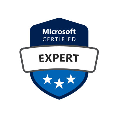 Microsoft-Zertifikat Expert für Mitarbeitenden, die für Microsoft-Anwendungen und Prozesse geprüft und ausgezeichnet sind.