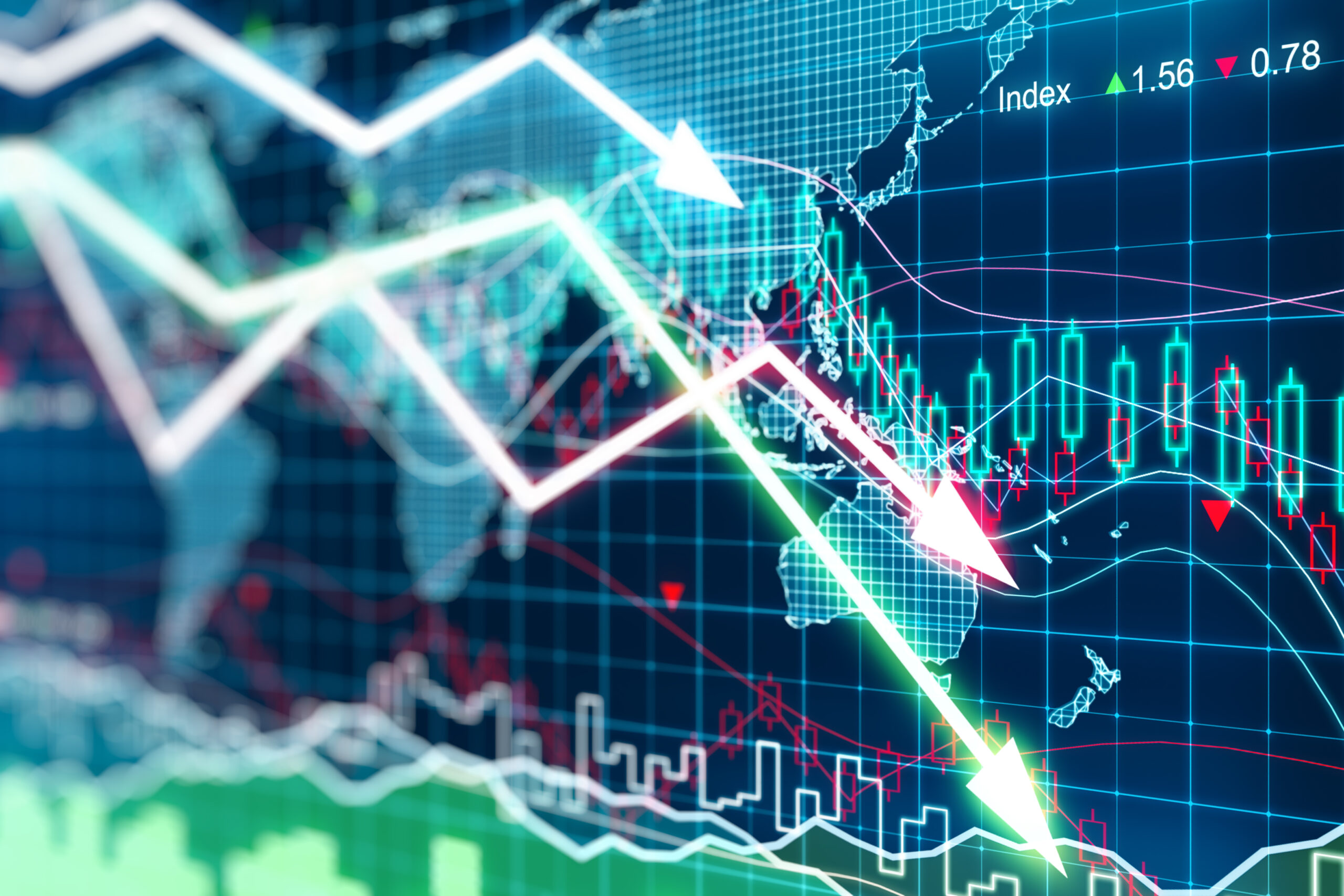 Ein Graph, der einen Trend nach unten zeigt und die weiterhin erheblichen wirtschaftlichen Belastungen zeigt, die der deutsche Mittelstand ausgesetzt ist.