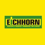 Das Logo der Eichhorn AG als Quadrat. Mit gelbem Hintergrund, schwarzer Schrift und grünen Akzenten