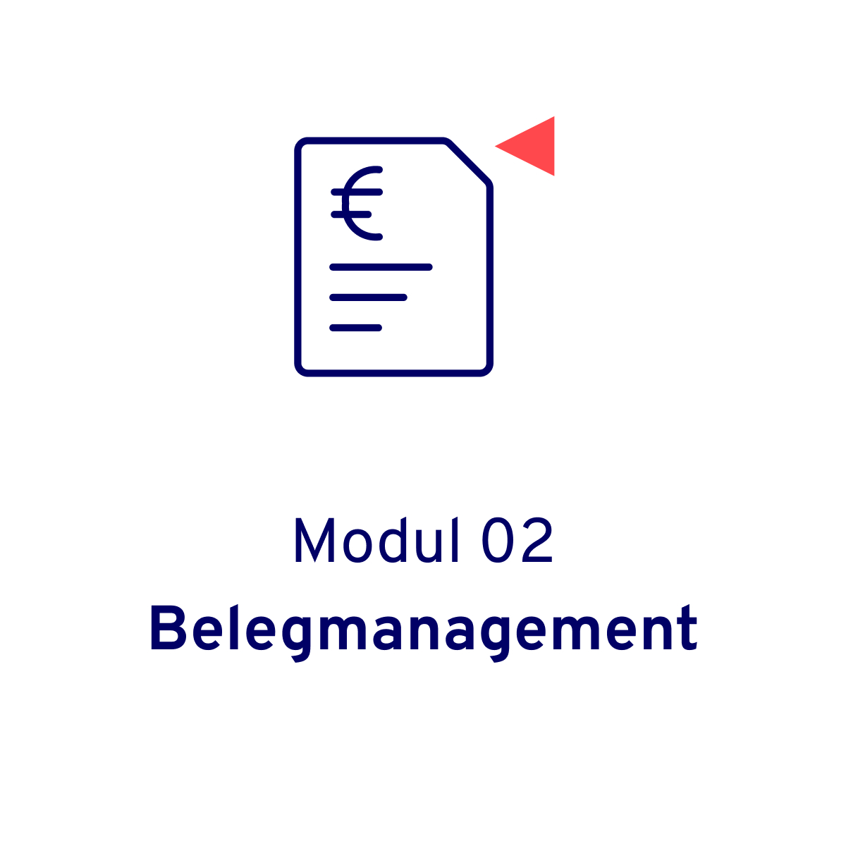 Blaues Icon mit einer Rechnung zusammen mit einem roten Dreieck. Visualisiert das Allgeier itrade für den Großhandel Modul – Belegmanagement.