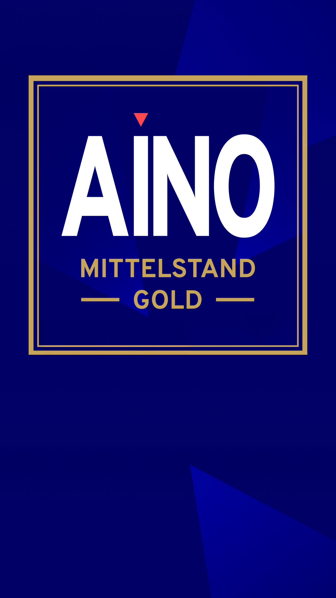 Unser AINO Mittelstand Gold Bier Signet auf einem dunkelblauen Hintergrund.