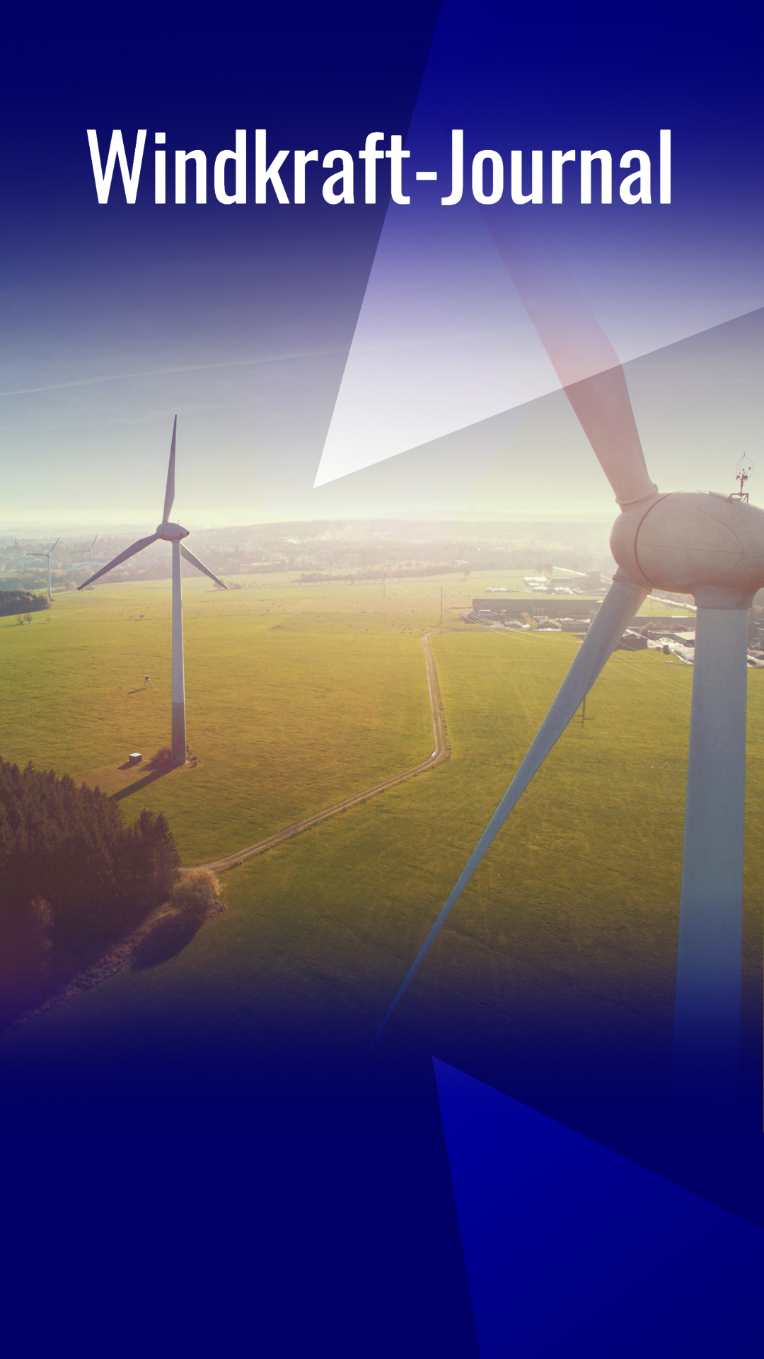 Windräder auf einer Wiese, mit dem Windkraft-Journal Logo dient als Teaserimage für die Studie zur Nutzung von Windenergie in Unternehmen von YouGov Deutschland GmbH.